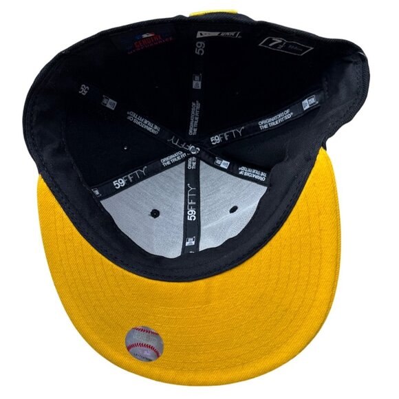 New Era Pittsburgh Pirates 59Fifty Fitted Cap Black & Yellow Size 7 1/2 MLB Hat - Picture 7 of 10